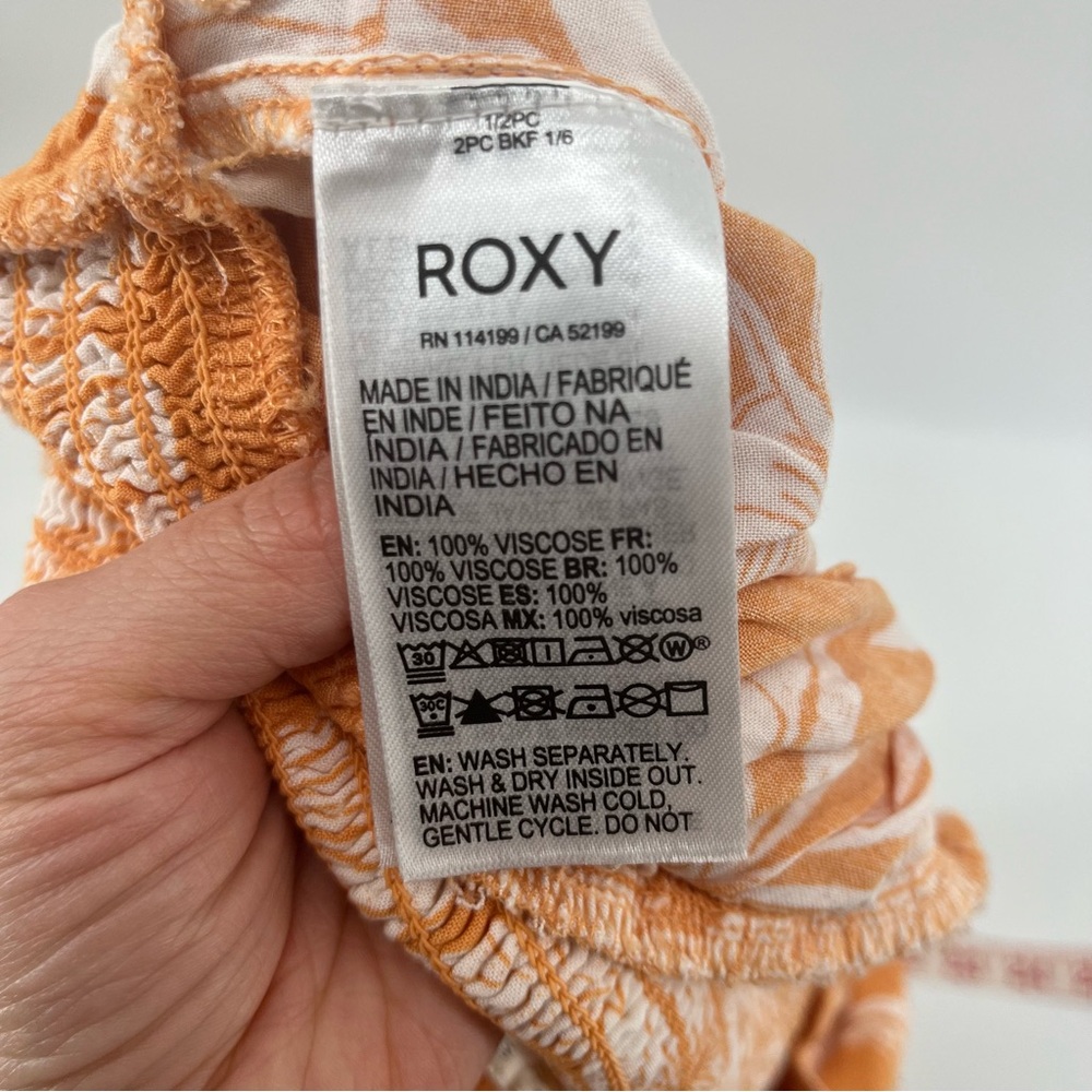 Roxy High-waist Orange & White Floral Wide Leg Flowy Hawaiian Pants Size Large - Picture 12 of 12